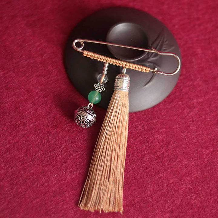 Buddha Stones Retro Bell Tassels Brooch - Khaki - image 7