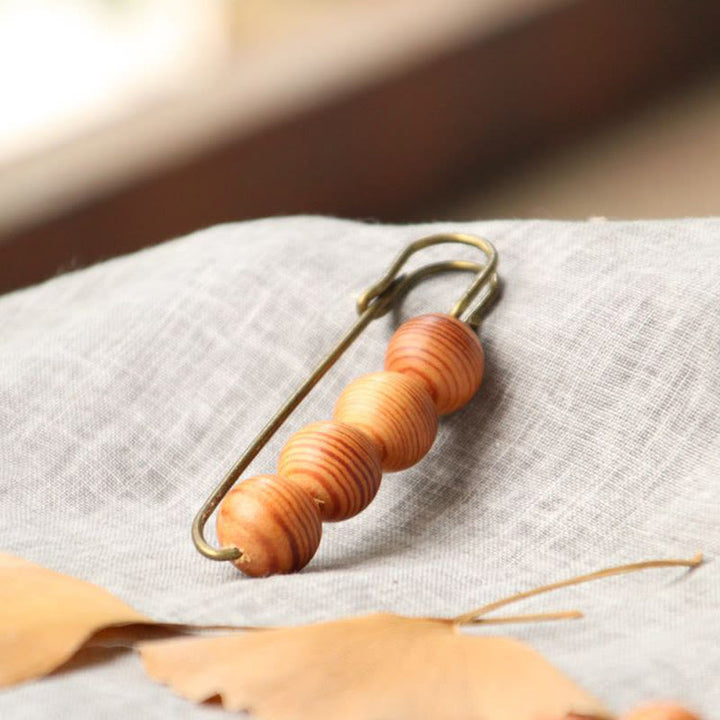 Buddha Stones Vintage Sandalwood Agathis Alba Ebony Wood Peltogyne Beads Healing Brooch - Agathis Alba - image 8