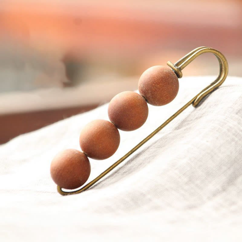 Buddha Stones Vintage Sandalwood Agathis Alba Ebony Wood Peltogyne Beads Healing Brooch - Sandalwood - image 32