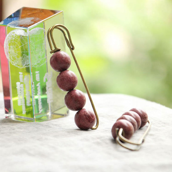 Buddha Stones Vintage Sandalwood Agathis Alba Ebony Wood Peltogyne Beads Healing Brooch - image 20