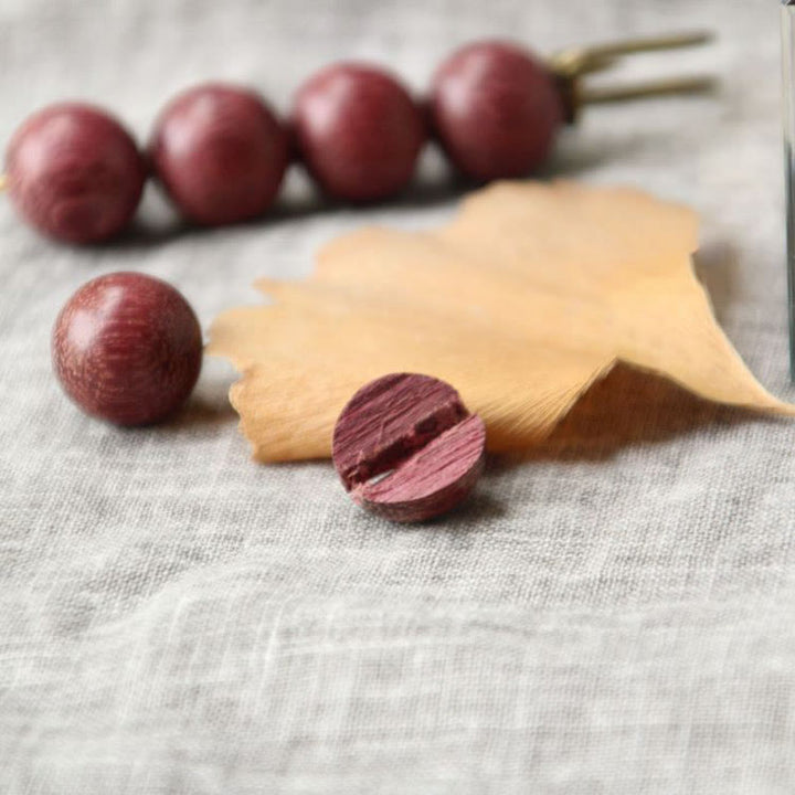 Buddha Stones Vintage Sandalwood Agathis Alba Ebony Wood Peltogyne Beads Healing Brooch - image 23