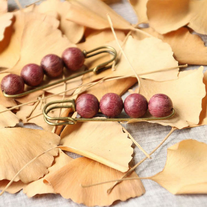 Buddha Stones Vintage Sandalwood Agathis Alba Ebony Wood Peltogyne Beads Healing Brooch - image 21