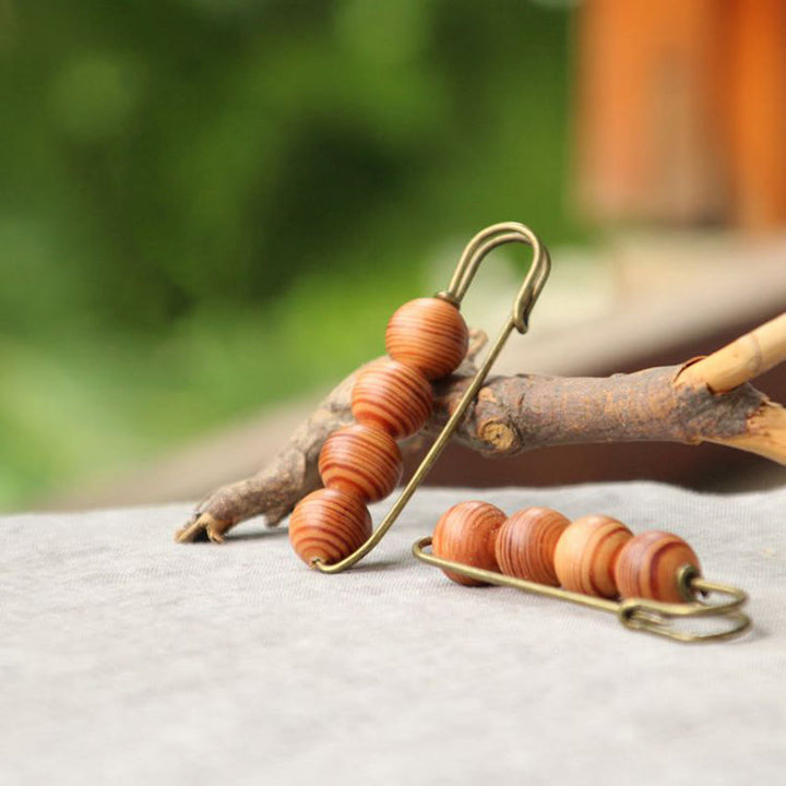 Buddha Stones Vintage Sandalwood Agathis Alba Ebony Wood Peltogyne Beads Healing Brooch - image 11