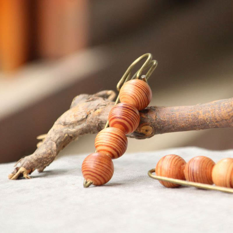 Buddha Stones Vintage Sandalwood Agathis Alba Ebony Wood Peltogyne Beads Healing Brooch - image 12