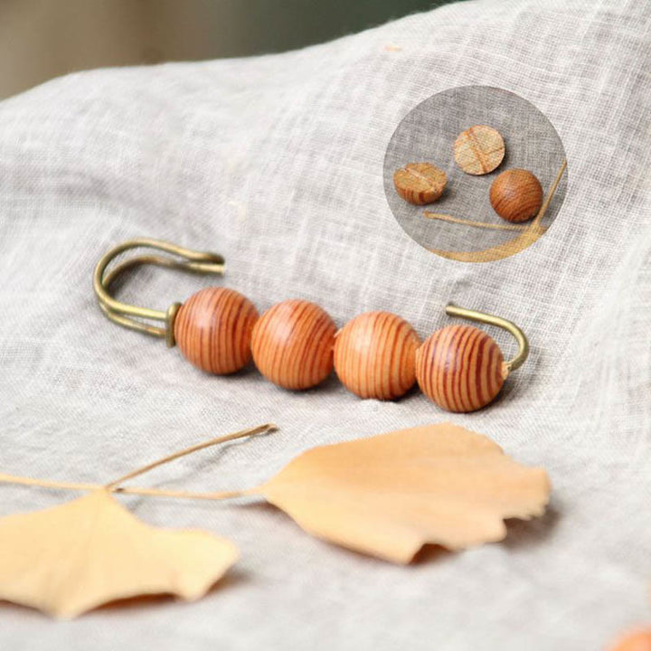 Buddha Stones Vintage Sandalwood Agathis Alba Ebony Wood Peltogyne Beads Healing Brooch - image 10