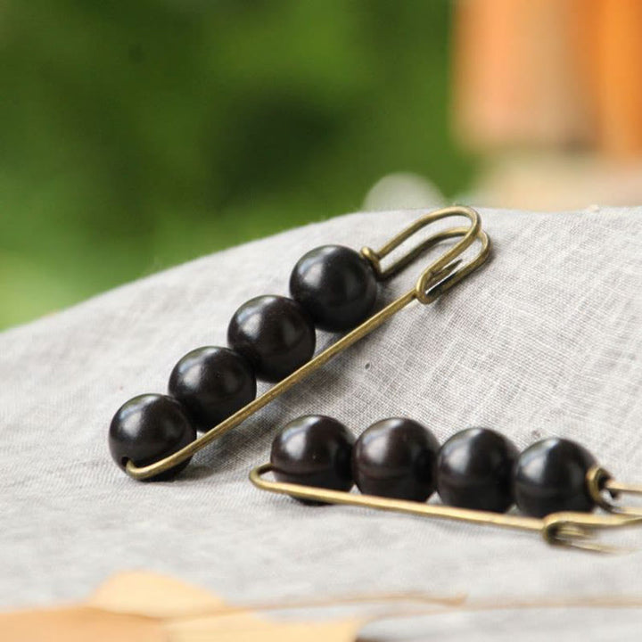 Buddha Stones Vintage Sandalwood Agathis Alba Ebony Wood Peltogyne Beads Healing Brooch - image 15