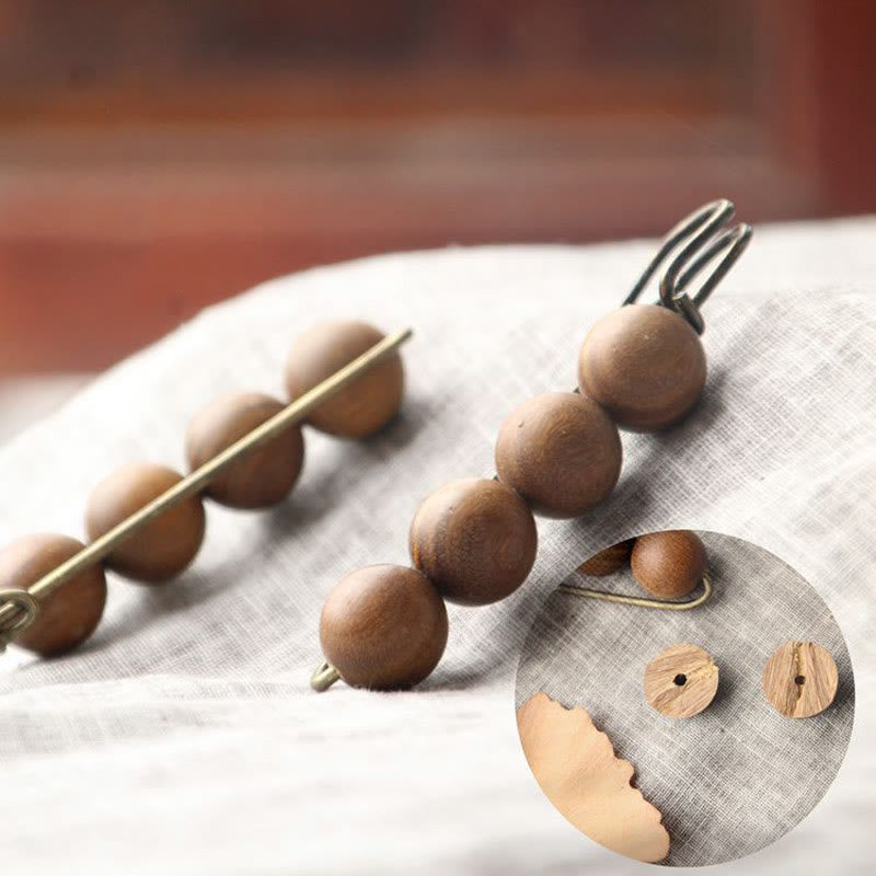 Buddha Stones Vintage Sandalwood Agathis Alba Ebony Wood Peltogyne Beads Healing Brooch - image 26