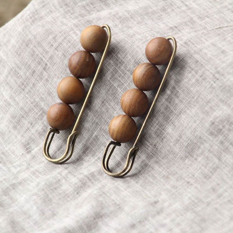 Buddha Stones Vintage Sandalwood Agathis Alba Ebony Wood Peltogyne Beads Healing Brooch - image 25