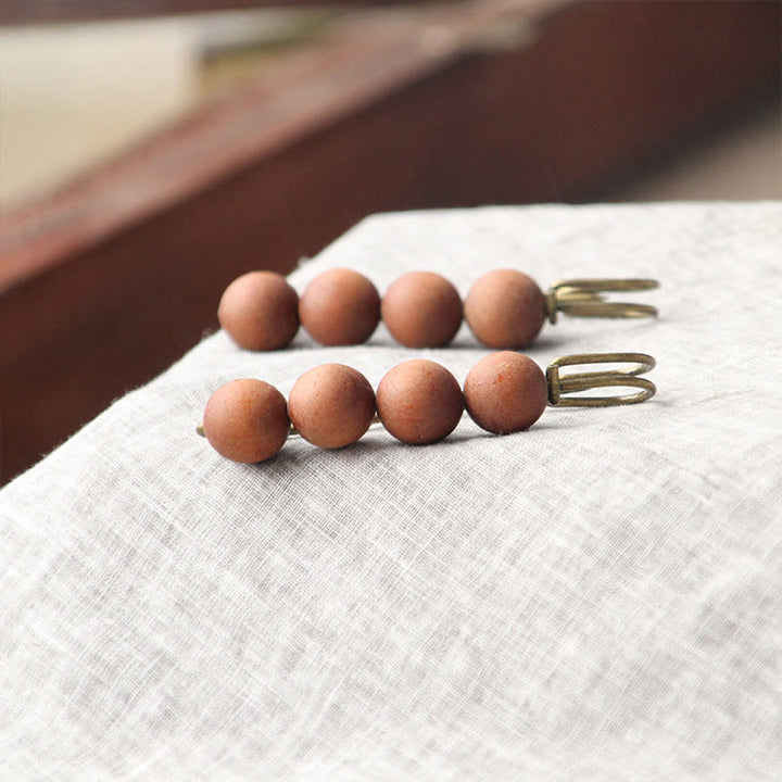 Buddha Stones Vintage Sandalwood Agathis Alba Ebony Wood Peltogyne Beads Healing Brooch - image 35