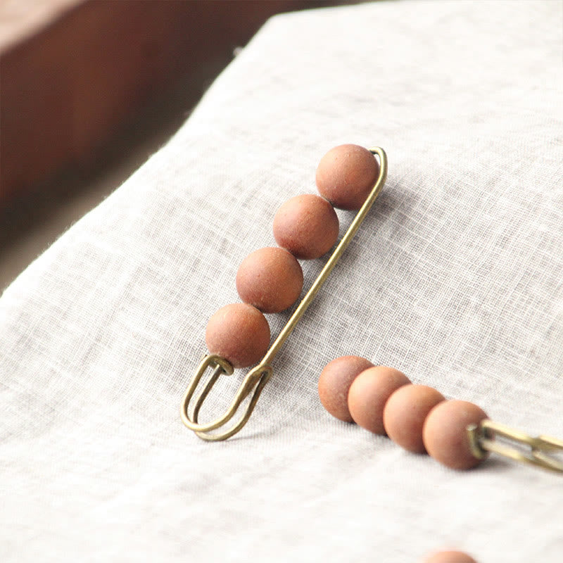 Buddha Stones Vintage Sandalwood Agathis Alba Ebony Wood Peltogyne Beads Healing Brooch - image 37