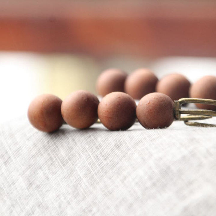Buddha Stones Vintage Sandalwood Agathis Alba Ebony Wood Peltogyne Beads Healing Brooch - image 36