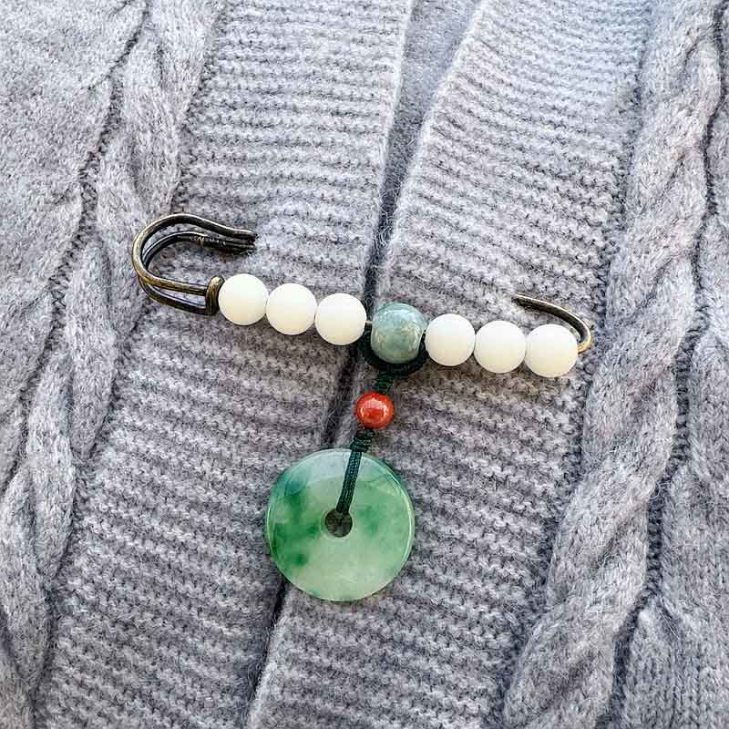 Buddha Stones Bodhi Seed Jade Peace Buckle Luck Brooch - Bodhi Seed Jade Peace Buckle - image 0