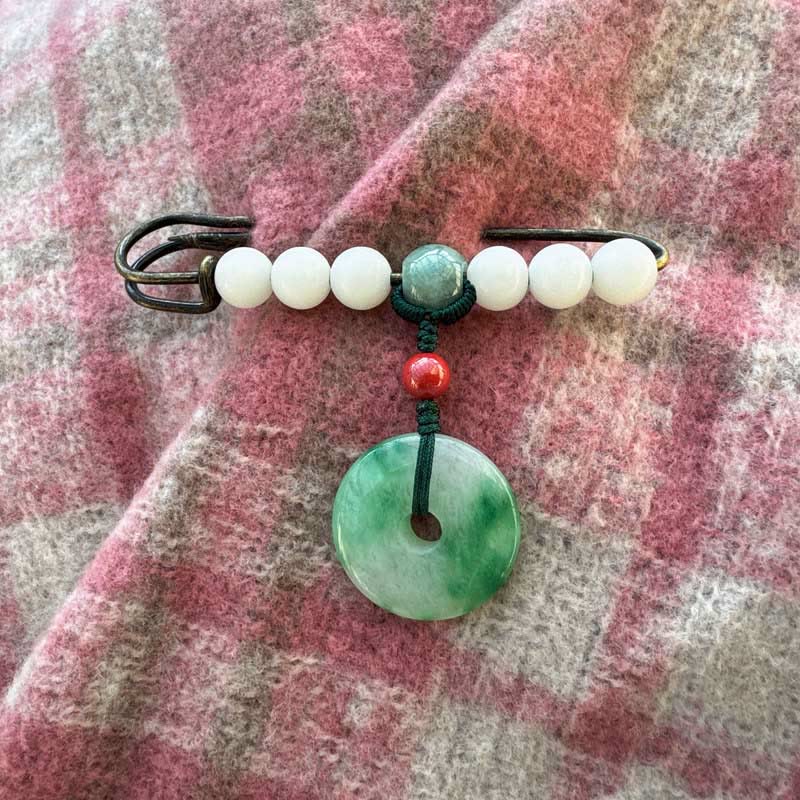Buddha Stones Bodhi Seed Jade Peace Buckle Luck Brooch - image 4