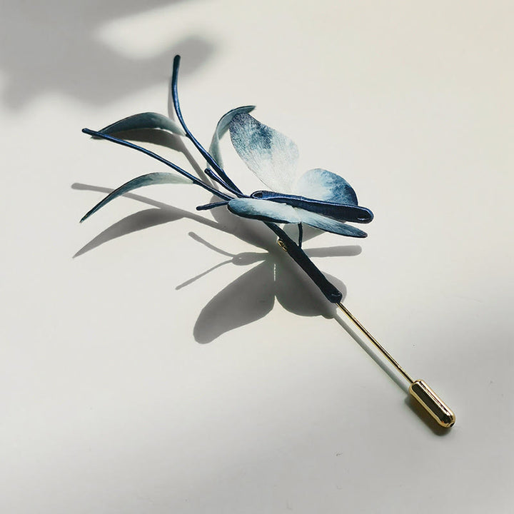 Buddha Stones Handmade Velvet Flower Mulberry Silk Butterfly Brooch Hairpin - image 2