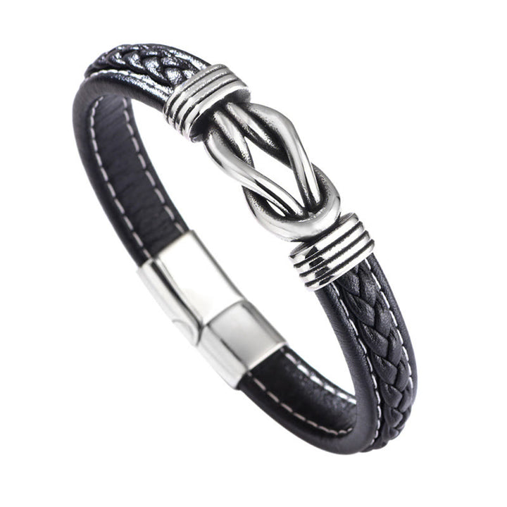 Buddha Stones Fashion Titanium Steel Leather Strengthen Bracelet - image 7