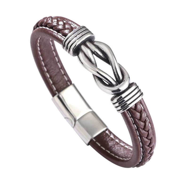 Buddha Stones Fashion Titanium Steel Leather Strengthen Bracelet - image 1