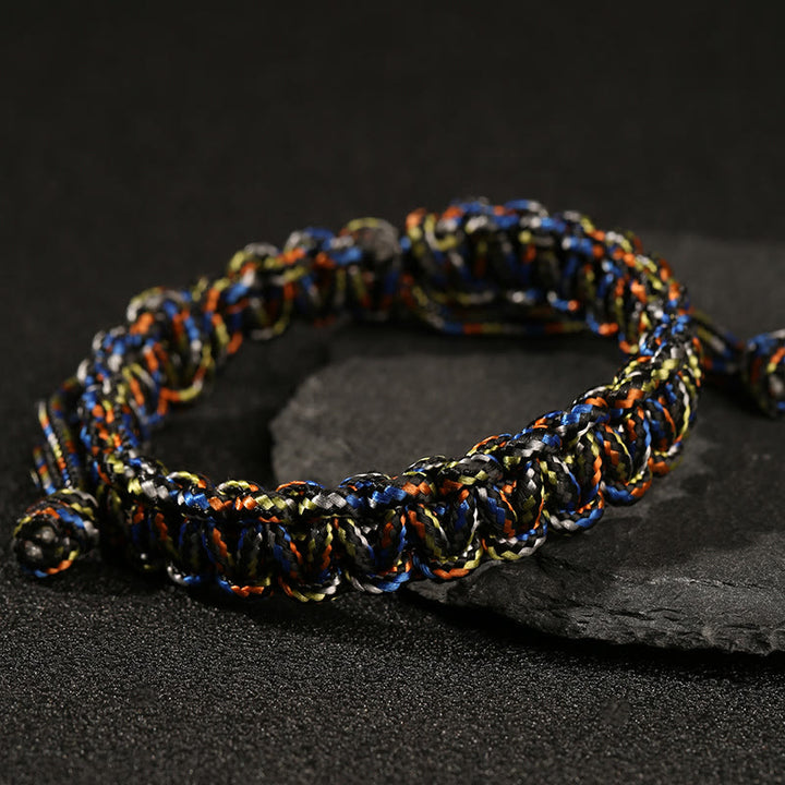 Buddha Stones Handmade Colorful Rope Braided Bracelet - Blue Black(Wrist Circumference 14-24cm) - image 0