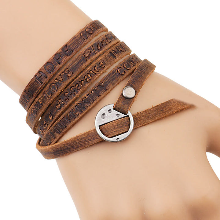 Buddha Stones Vintage Multi-layer Leather Buckle Confidence Bracelet - image 3