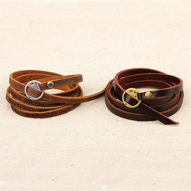 Buddha Stones Vintage Multi-layer Leather Buckle Confidence Bracelet - image 4