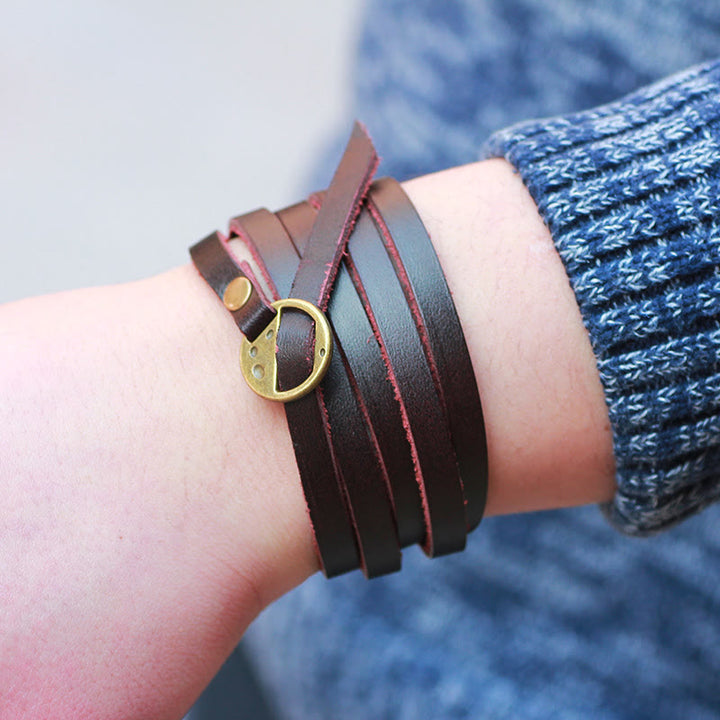 Buddha Stones Vintage Multi-layer Leather Buckle Confidence Bracelet - image 1