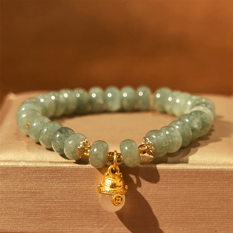 Buddha Stones Strawberry Quartz Cyan Jade Lucky Cat Beads Healing Bracelet - Cyan Jade (Wrist Circumference: 15-16cm) - image 10