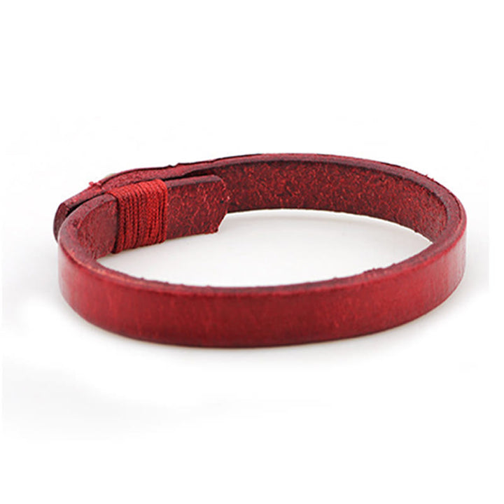 Buddha Stones Vintage Plain Leather Button Buckle Confidence Bracelet - image 7