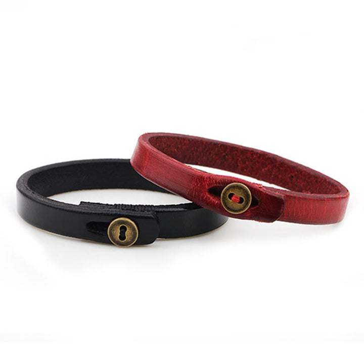 Buddha Stones Vintage Plain Leather Button Buckle Confidence Bracelet - image 8