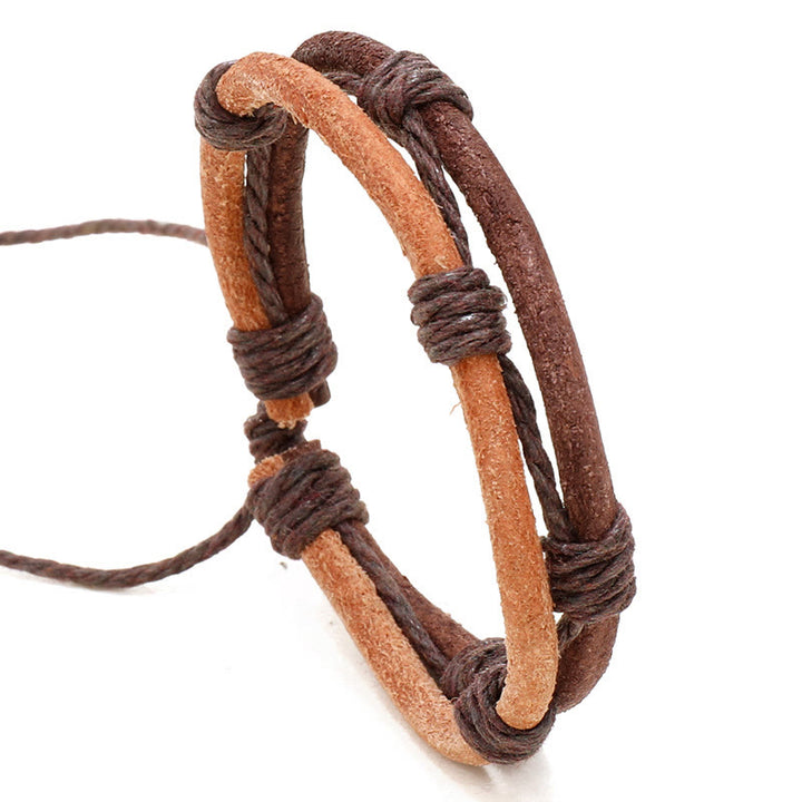 Buddha Stones Vintage Leather Hand-woven Hemp Rope Strength Bracelet - image 3