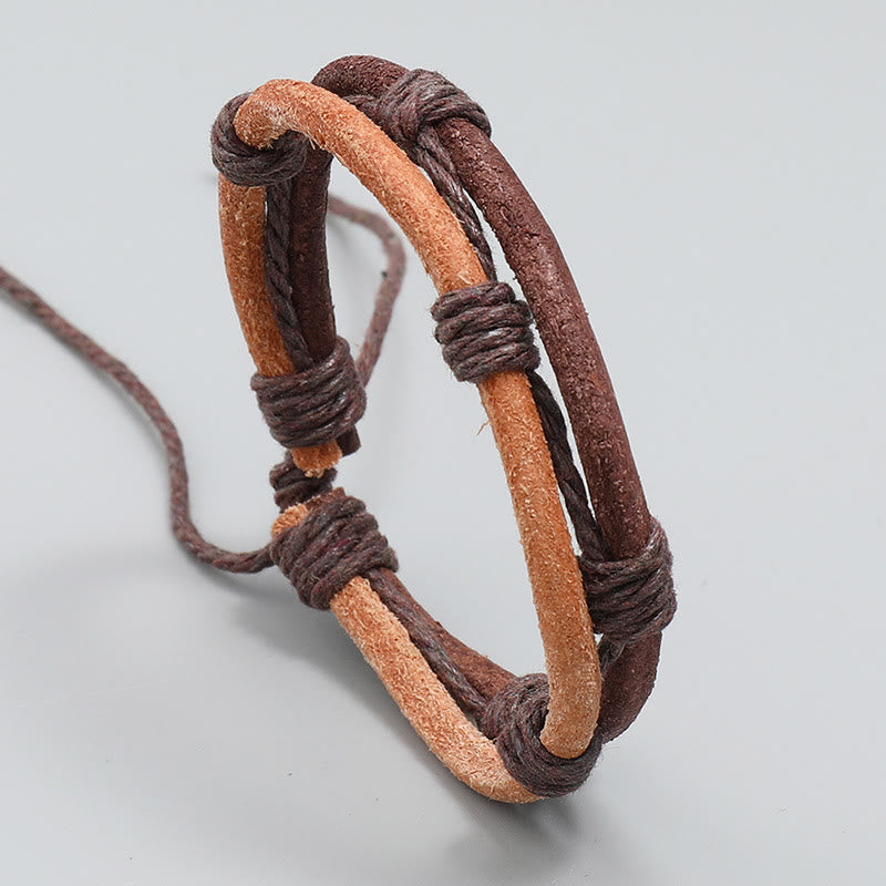 Buddha Stones Vintage Leather Hand-woven Hemp Rope Strength Bracelet - image 1