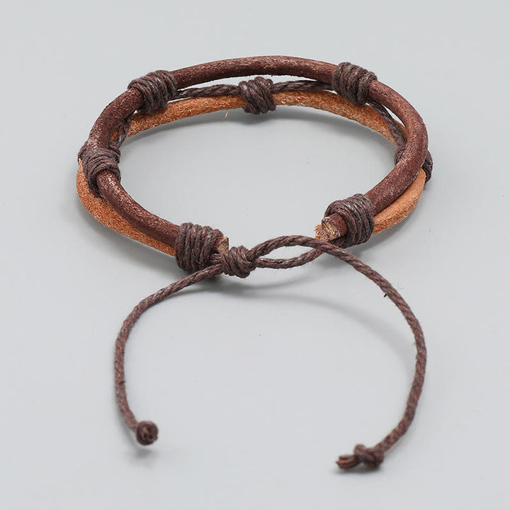 Buddha Stones Vintage Leather Hand-woven Hemp Rope Strength Bracelet - image 2