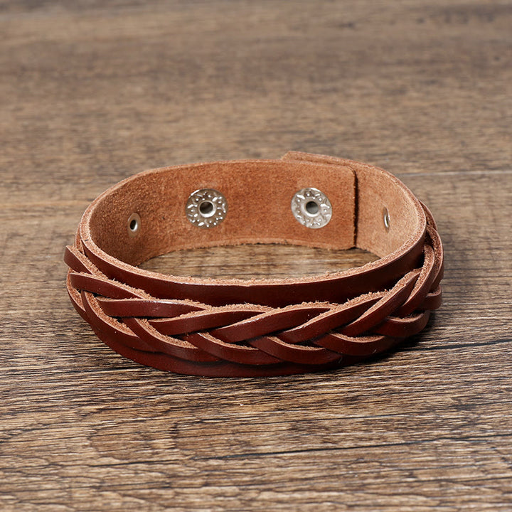Buddha Stones Vintage Weaving Leather Adjustable Buckle Strengthen Bracelet - image 2