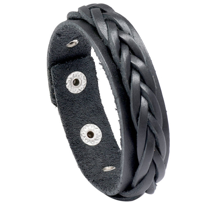 Buddha Stones Vintage Weaving Leather Adjustable Buckle Strengthen Bracelet - Black(Wrist Circumference: 17-19cm) - image 6