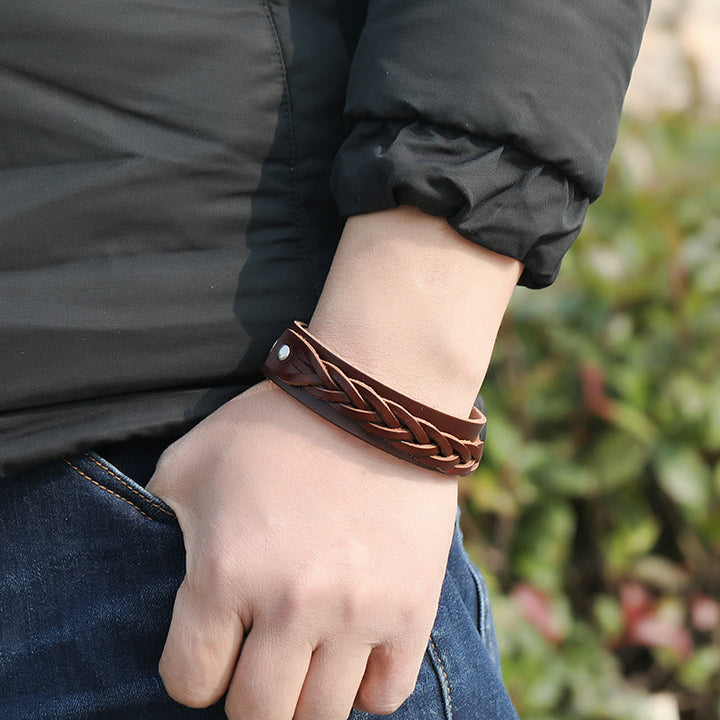 Buddha Stones Vintage Weaving Leather Adjustable Buckle Strengthen Bracelet - image 4