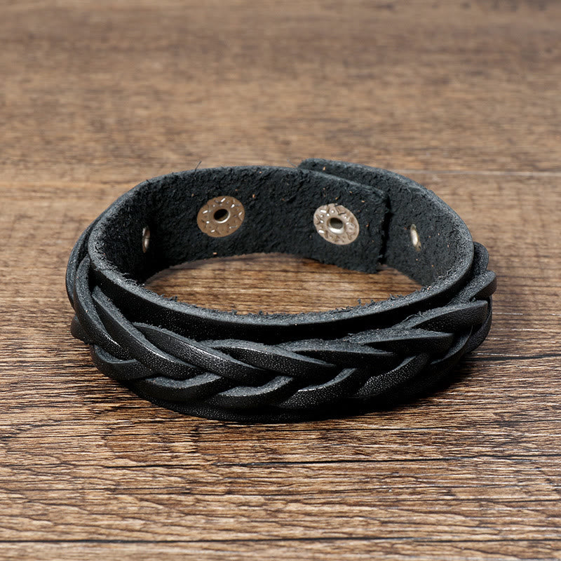 Buddha Stones Vintage Weaving Leather Adjustable Buckle Strengthen Bracelet - image 7