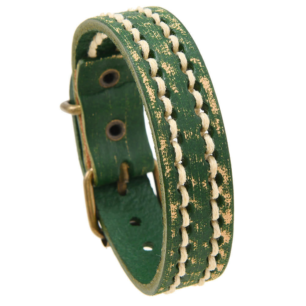 Buddha Stones Vintage Leather Adjustable Buckle Strengthen Bracelet - image 1