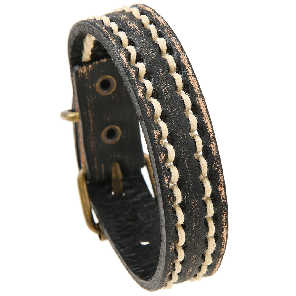 Buddha Stones Vintage Leather Adjustable Buckle Strengthen Bracelet - image 5