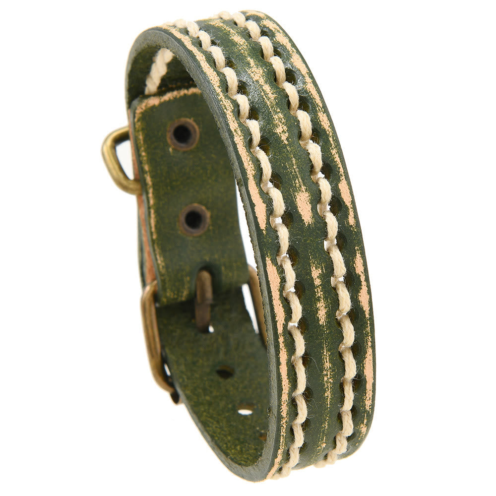 Buddha Stones Vintage Leather Adjustable Buckle Strengthen Bracelet - image 18