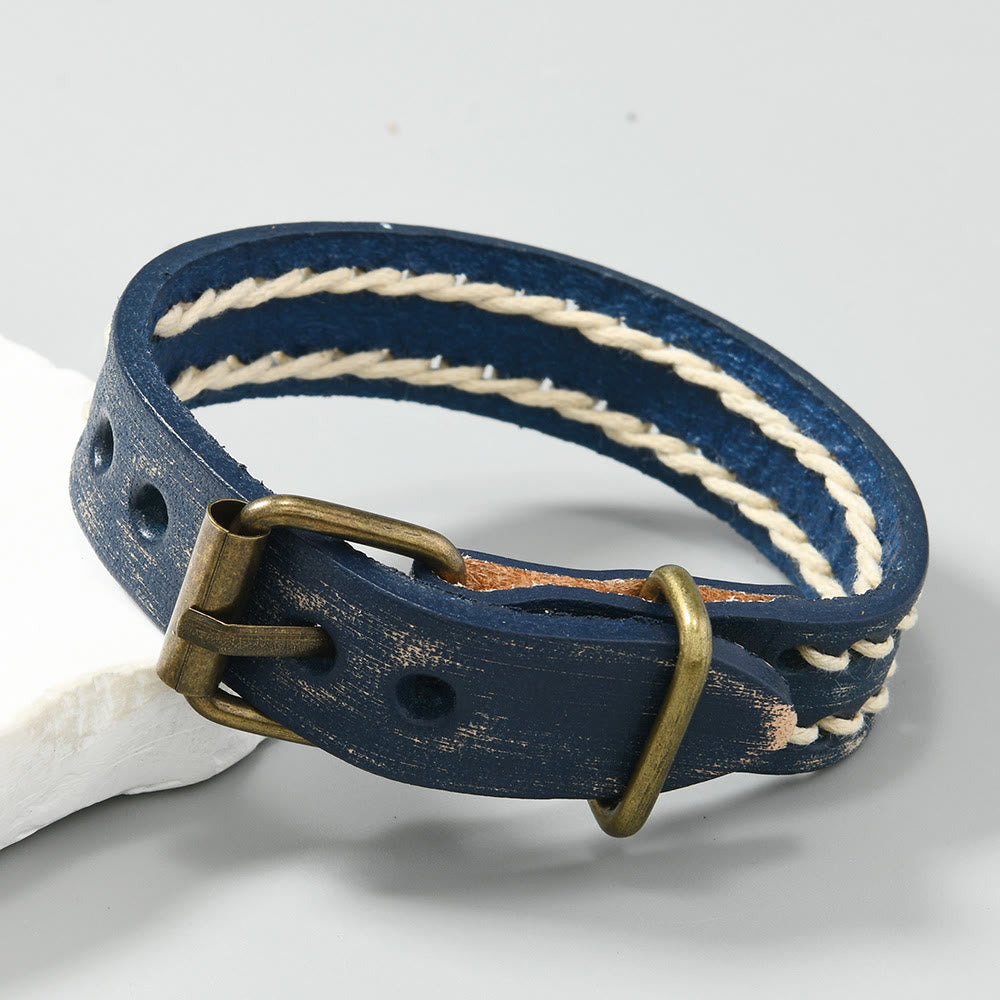 Buddha Stones Vintage Leather Adjustable Buckle Strengthen Bracelet - image 12