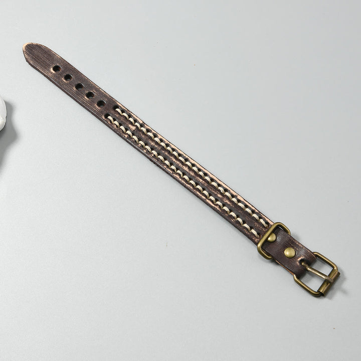 Buddha Stones Vintage Leather Adjustable Buckle Strengthen Bracelet - image 15