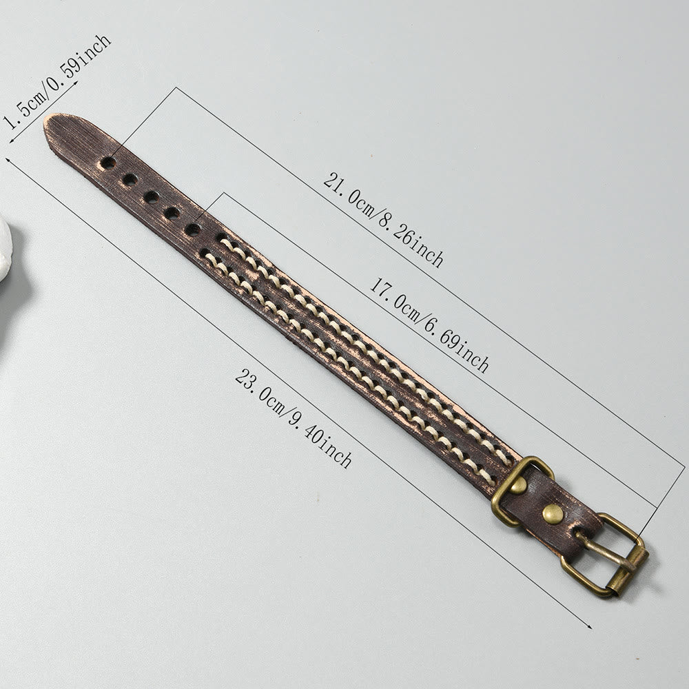 Buddha Stones Vintage Leather Adjustable Buckle Strengthen Bracelet - image 16
