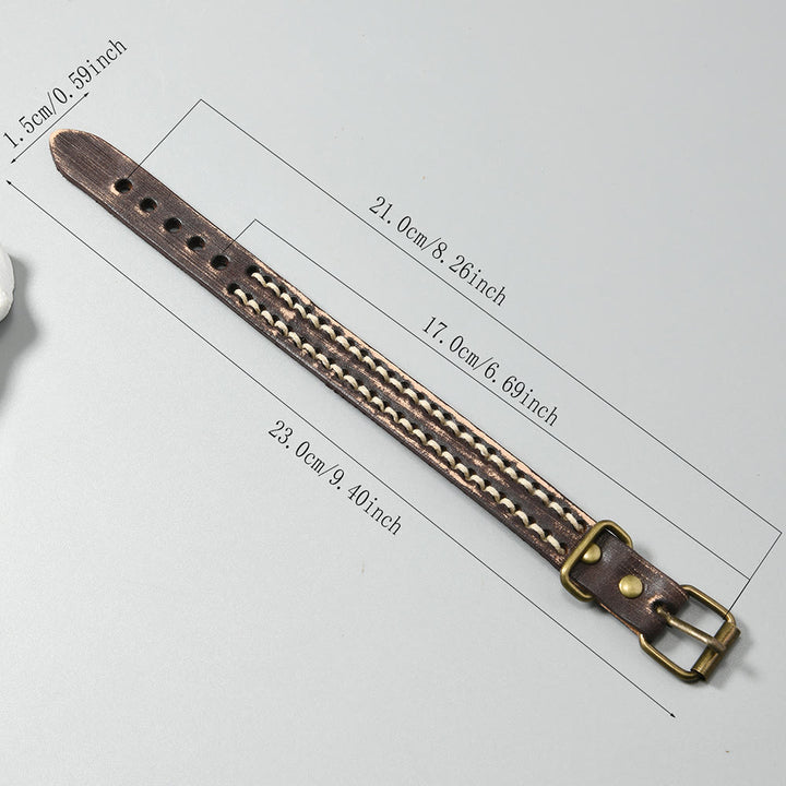 Buddha Stones Vintage Leather Adjustable Buckle Strengthen Bracelet - image 16