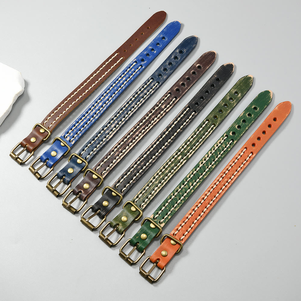Buddha Stones Vintage Leather Adjustable Buckle Strengthen Bracelet - image 22