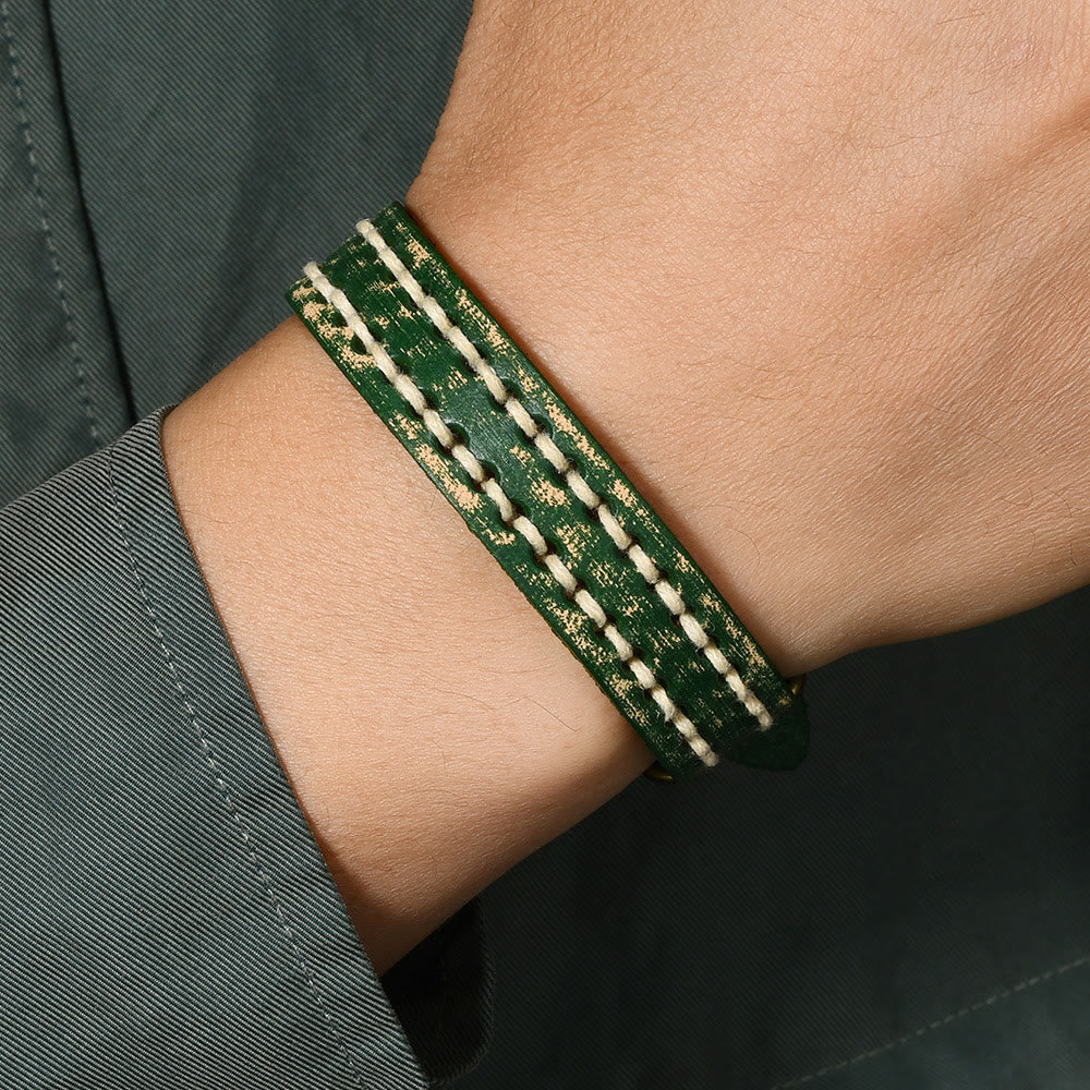 Buddha Stones Vintage Leather Adjustable Buckle Strengthen Bracelet - image 2
