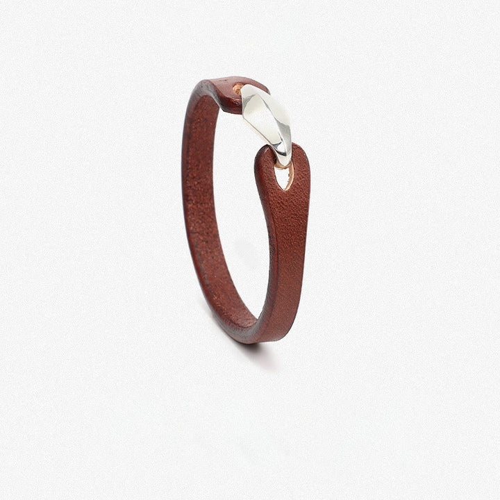Buddha Stones 925 Sterling Silver Leather Multi-turn Protection Bracelet - Single Circle-16-18cm - Brown & Smooth Buckle - image 10
