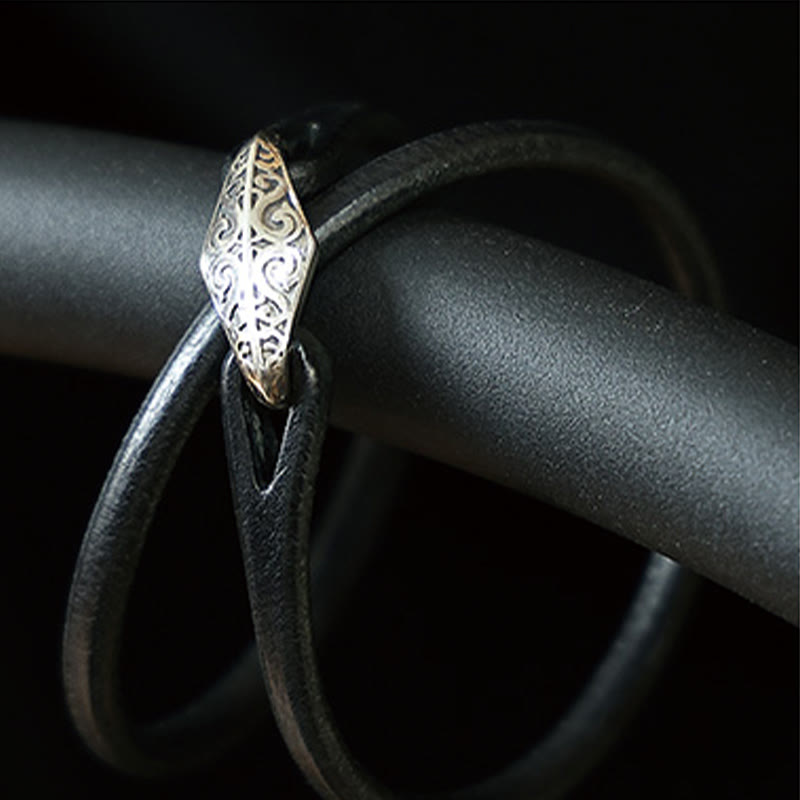 Buddha Stones 925 Sterling Silver Leather Multi-turn Protection Bracelet - image 30