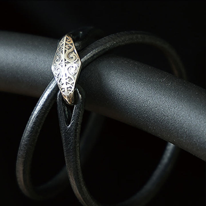 Buddha Stones 925 Sterling Silver Leather Multi-turn Protection Bracelet - image 30