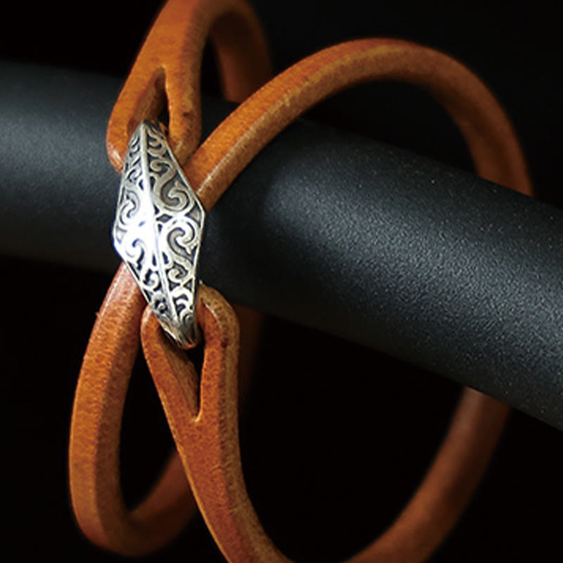 Buddha Stones 925 Sterling Silver Leather Multi-turn Protection Bracelet - image 21