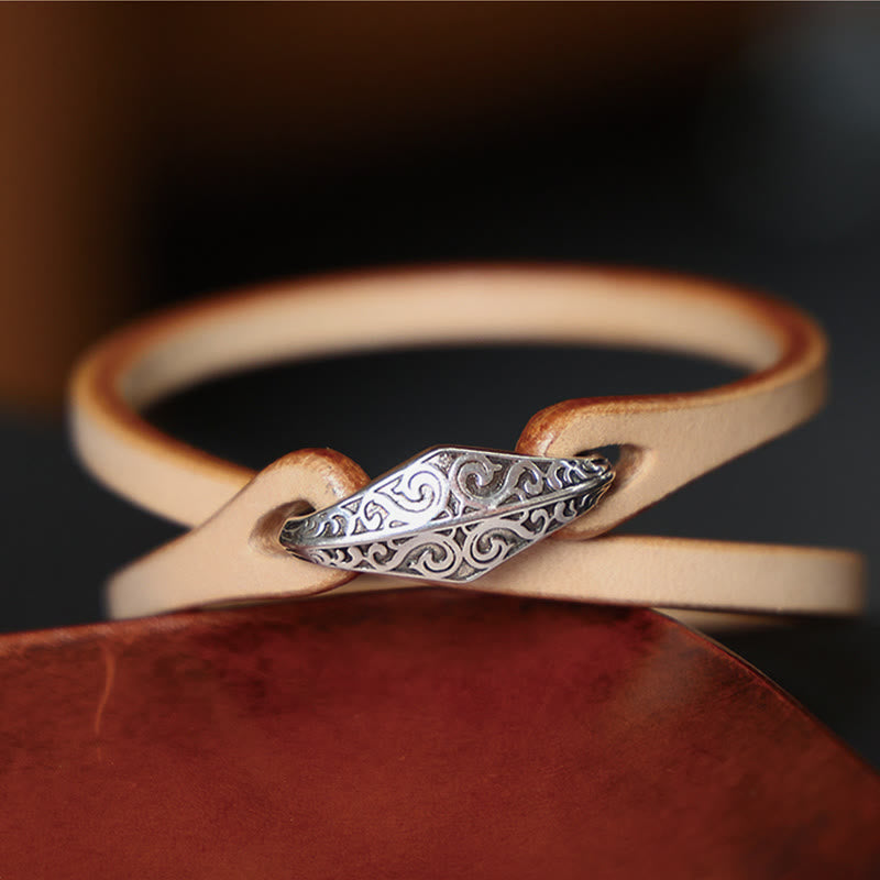 Buddha Stones 925 Sterling Silver Leather Multi-turn Protection Bracelet - image 24