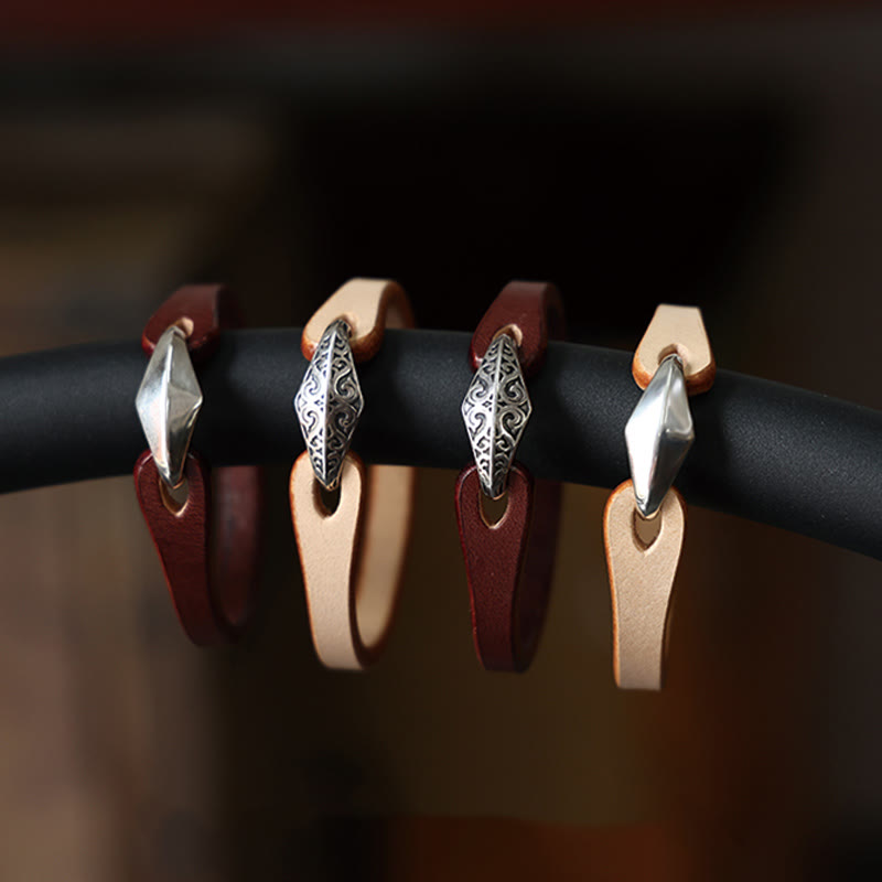 Buddha Stones 925 Sterling Silver Leather Multi-turn Protection Bracelet - image 39