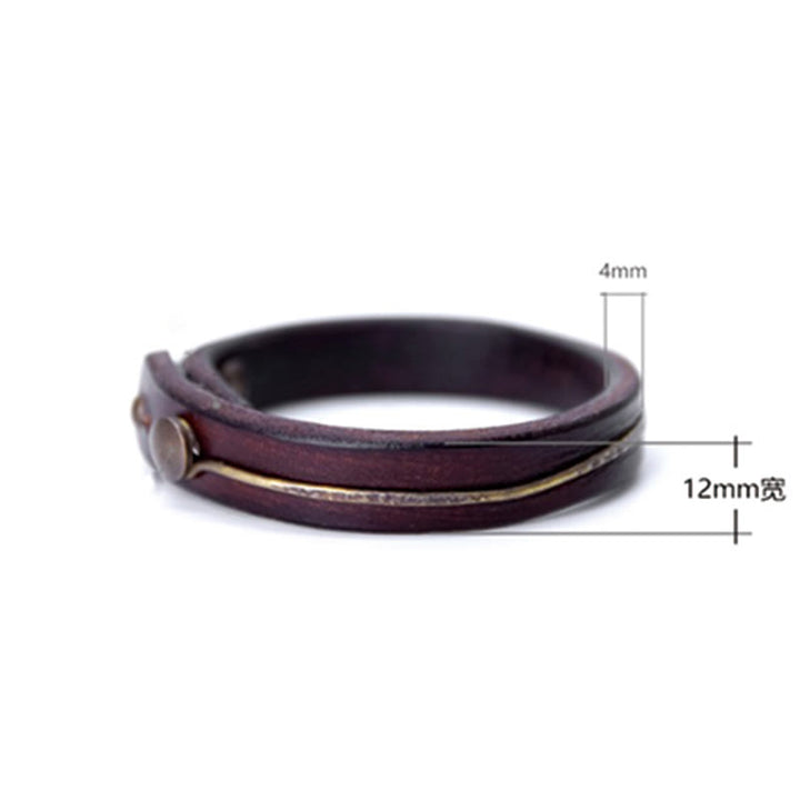 Buddha Stones Vintage Leather Copper Brass Wire Healing Bangle Bracelet - image 6